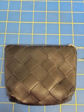 Woven Pleather Coin 5" Pouch - Black New